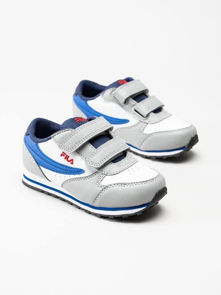 FILA - Orbit Velcro Infants - Grå sneakers med blå detaljer