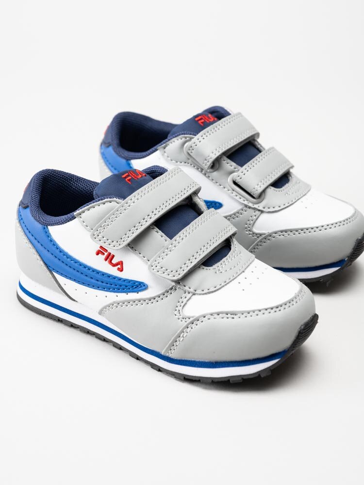 FILA - Orbit Velcro Infants - Grå sneakers med blå detaljer