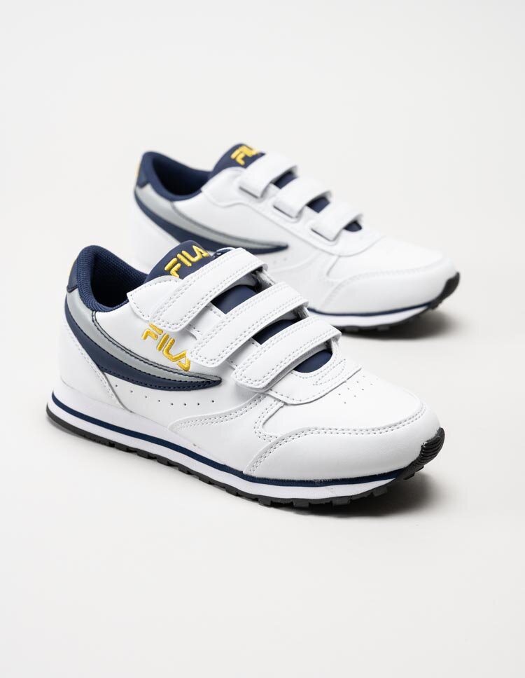 FILA - Orbit Velcro Low Kids - Vita sneakers med blå detaljer