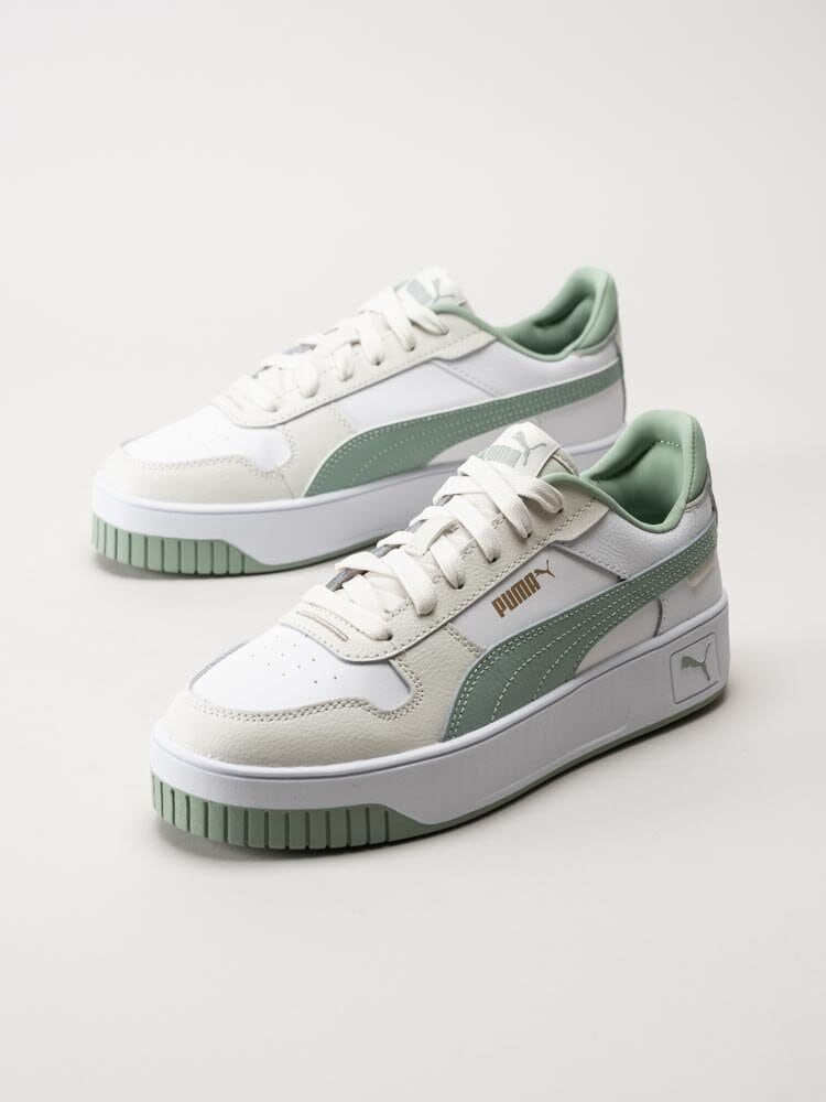 Puma - Carina Street Jr - Vit gröna sneakers i skinn