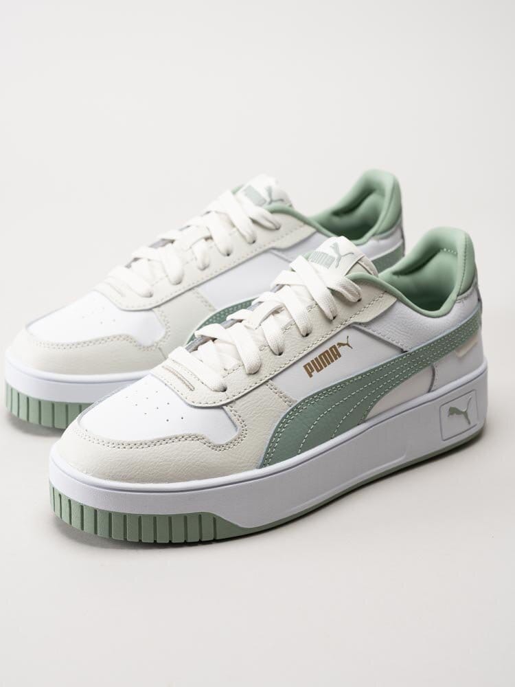 Puma - Carina Street Jr - Vit gröna sneakers i skinn