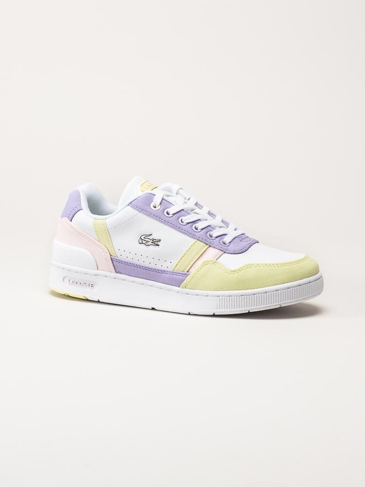 Lacoste - T-Clip - Vita sneakers med rosa, lila och gröna detaljer