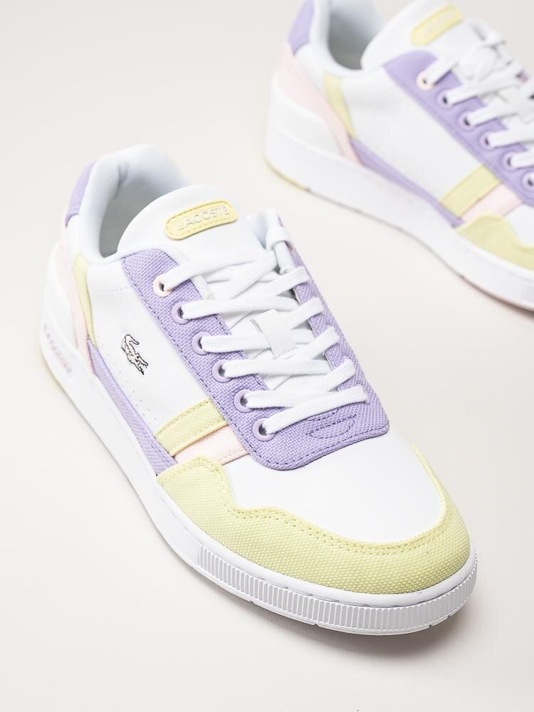 Lacoste - T-Clip - Vita sneakers med rosa, lila och gröna detaljer