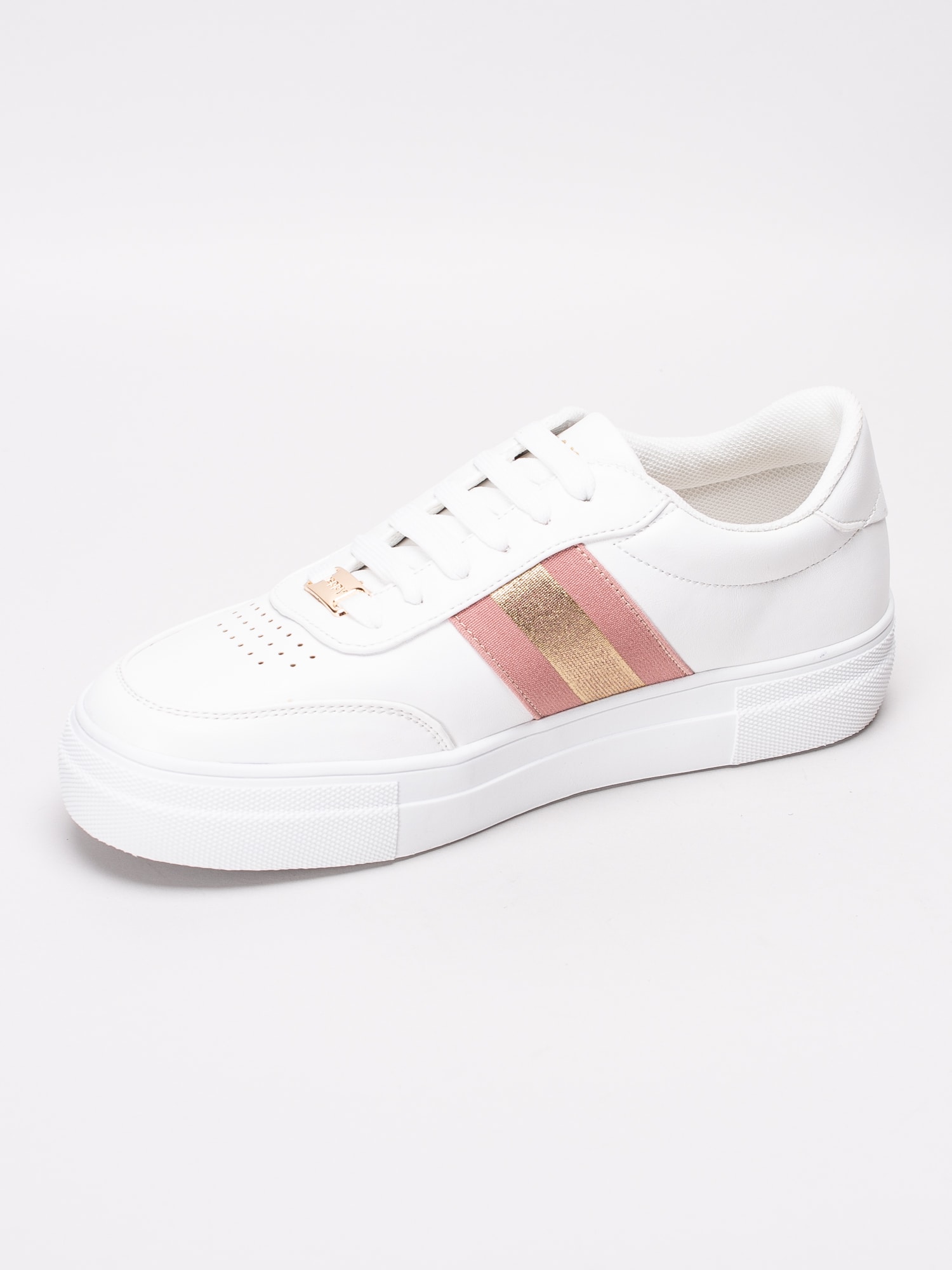 57191097 Happy Shoes Happy Start White Pink vita sneakers med rosa canvasband och guldrem-2