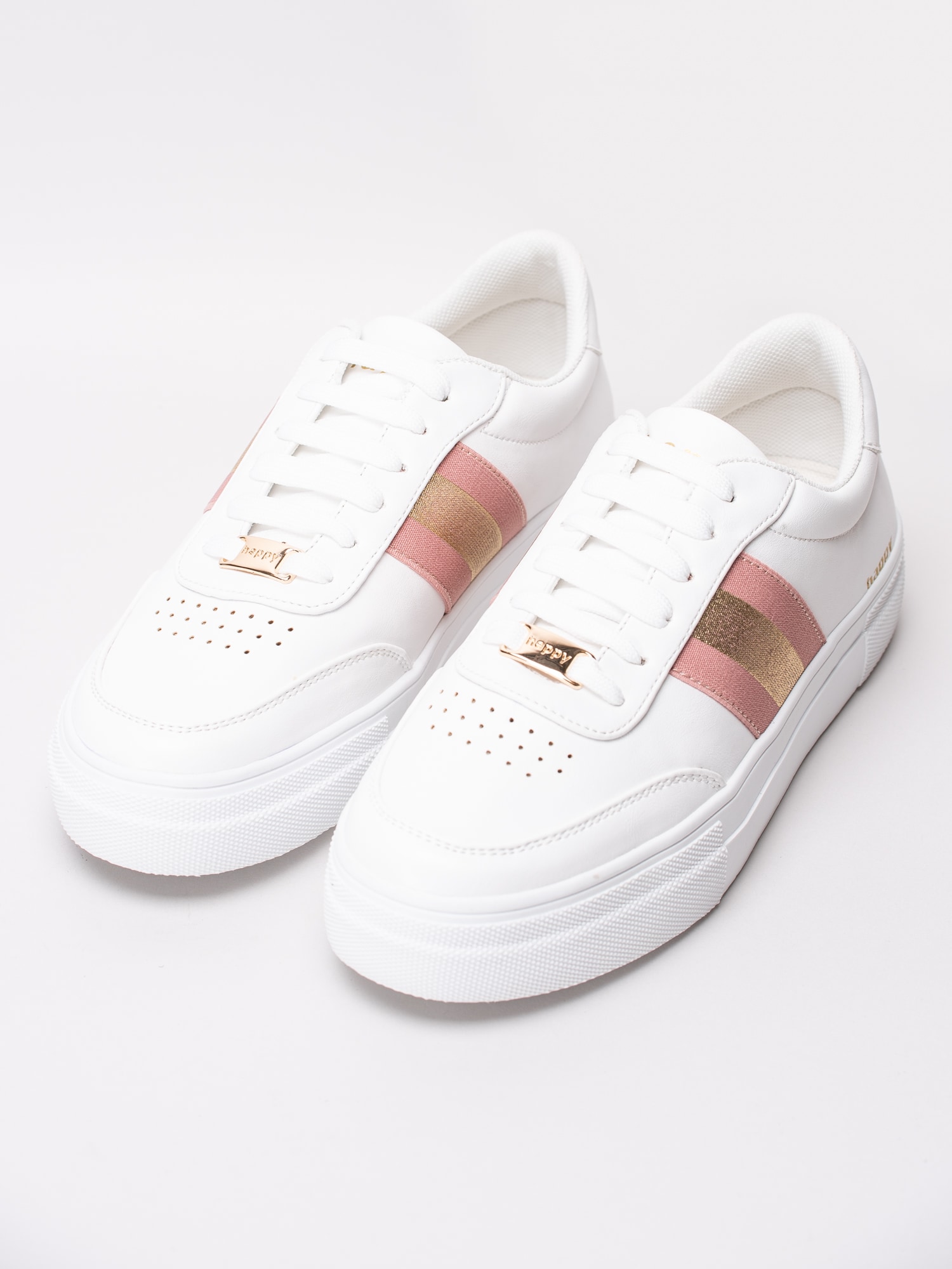 57191097 Happy Shoes Happy Start White Pink vita sneakers med rosa canvasband och guldrem-6