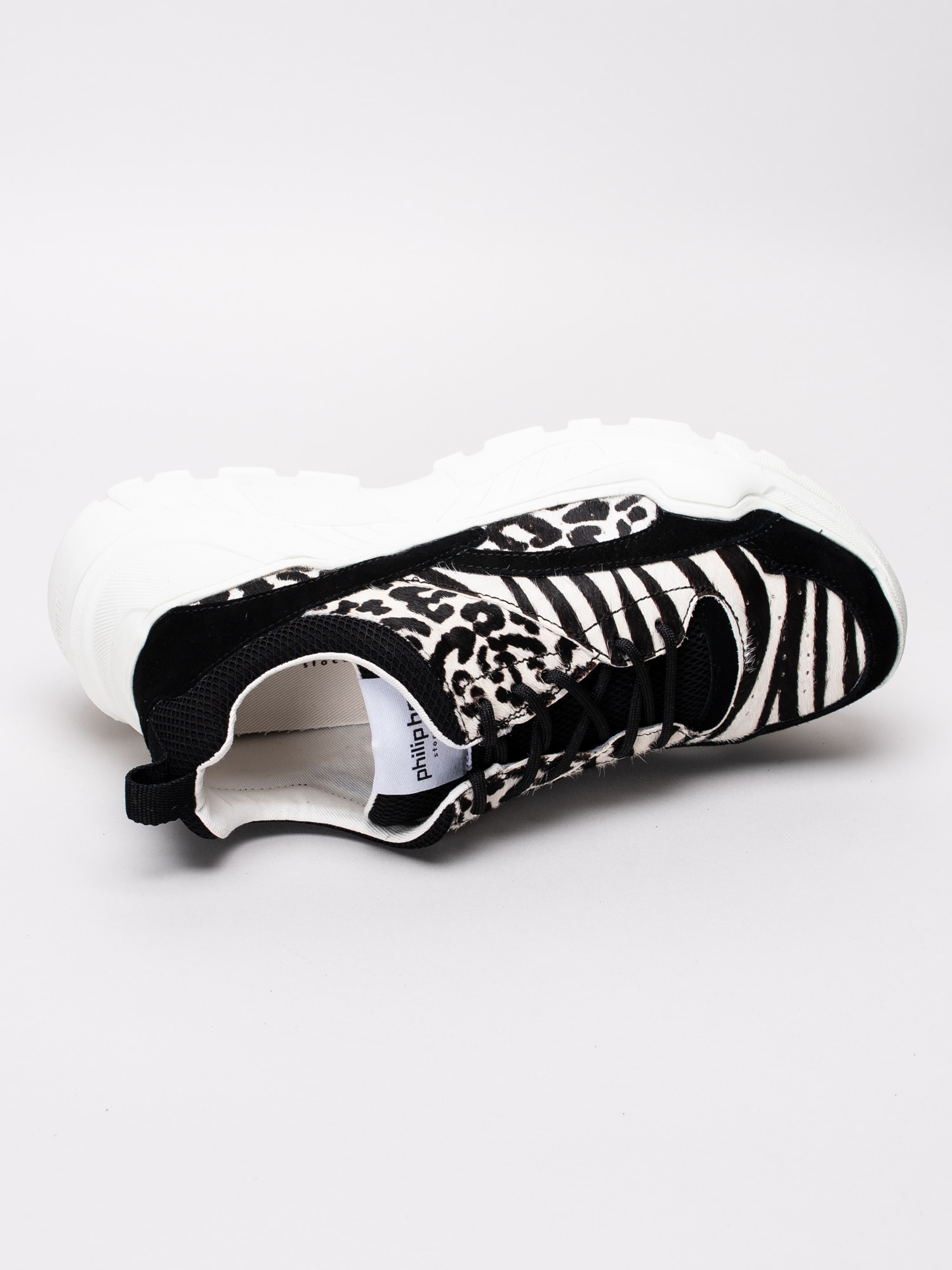 57191102 Philip Hog Amanda Zebra svartvita platåsneakers med zebra och jaguarmönster-4