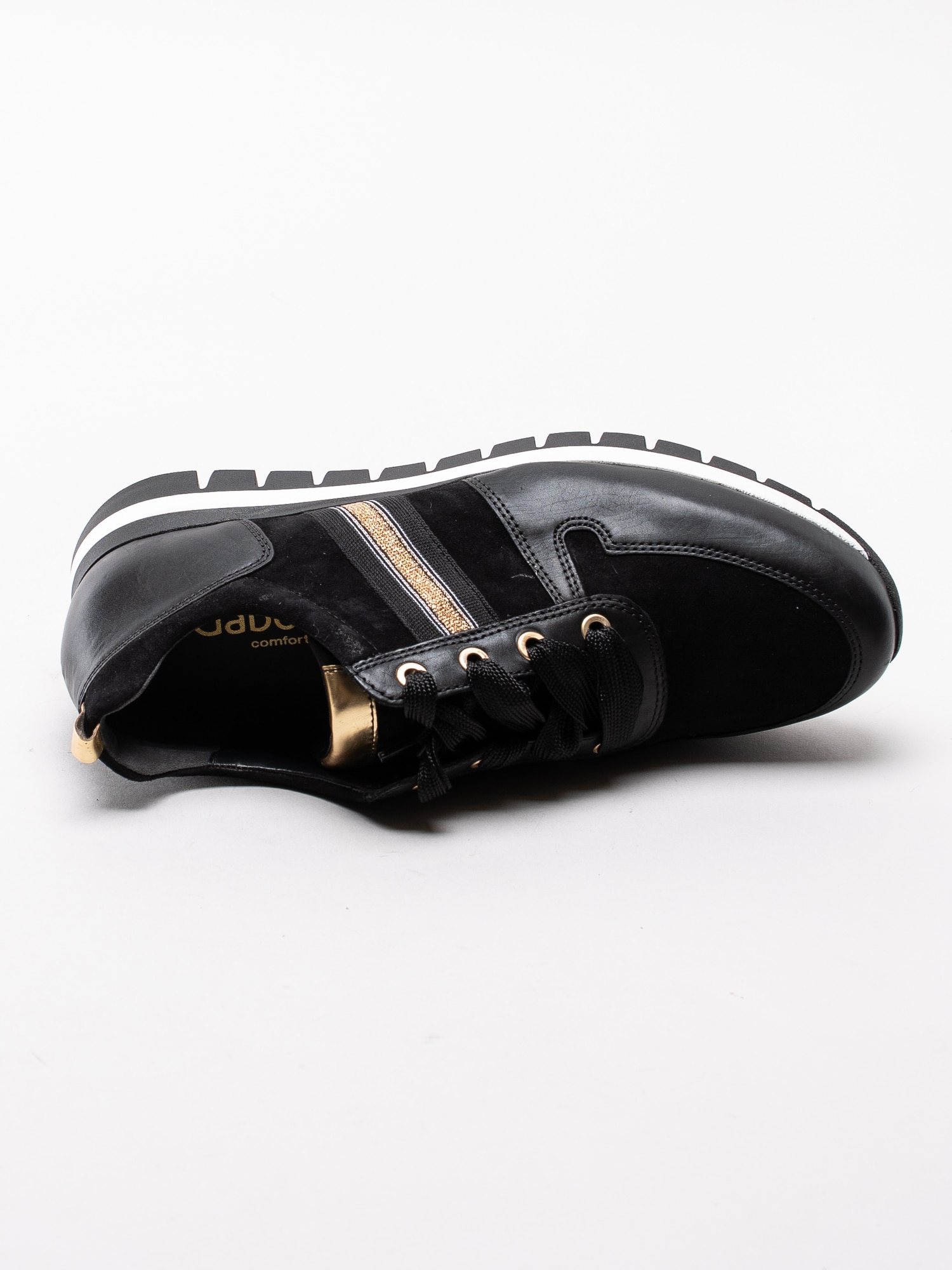 57193011 Gabor 36.435-47 svarta sneakers i mocka med detaljer i guld-4
