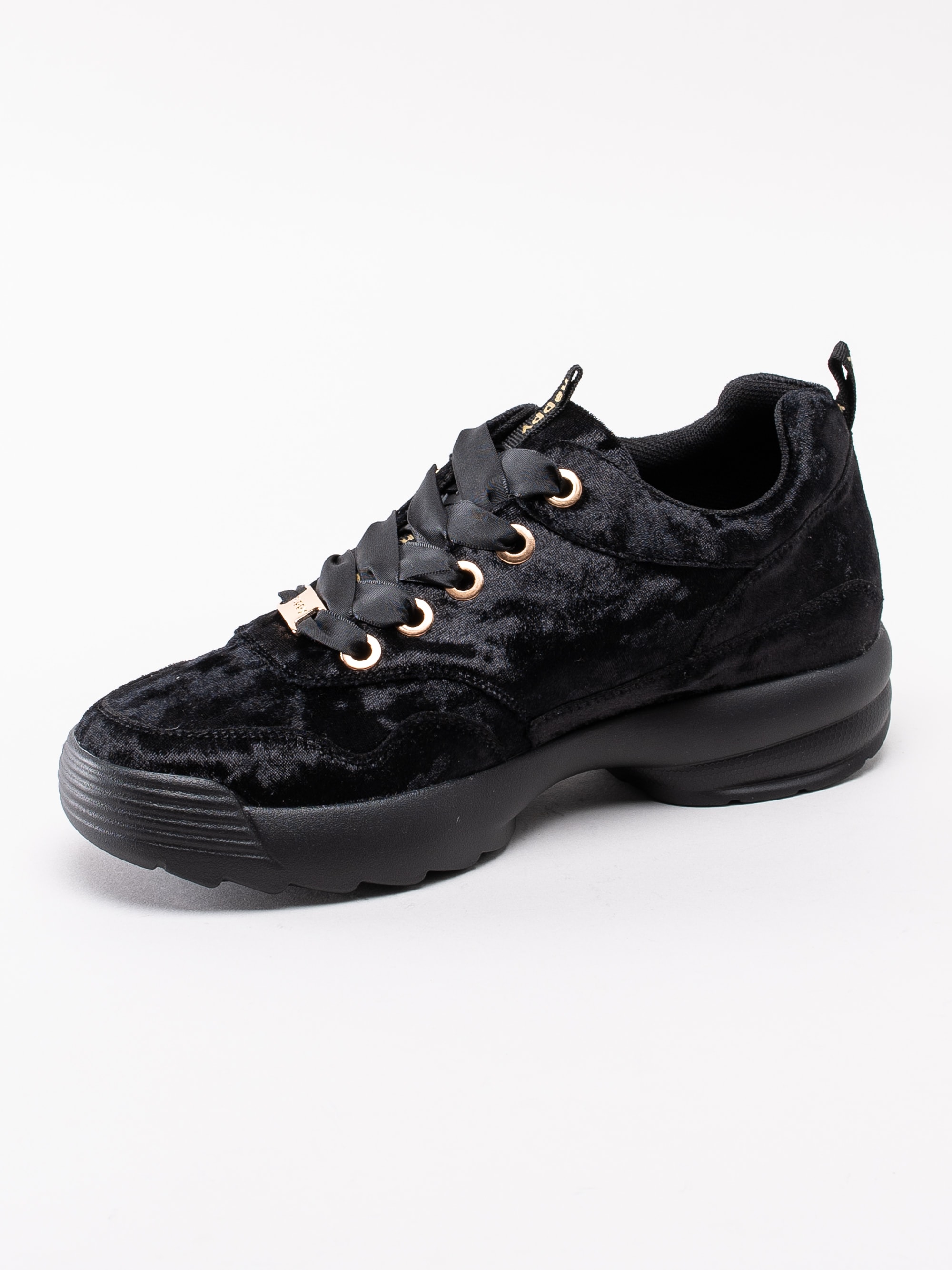 57193012 Happy Shoes World Stylish HY110593W-BLACK svarta sammets sneakers-2