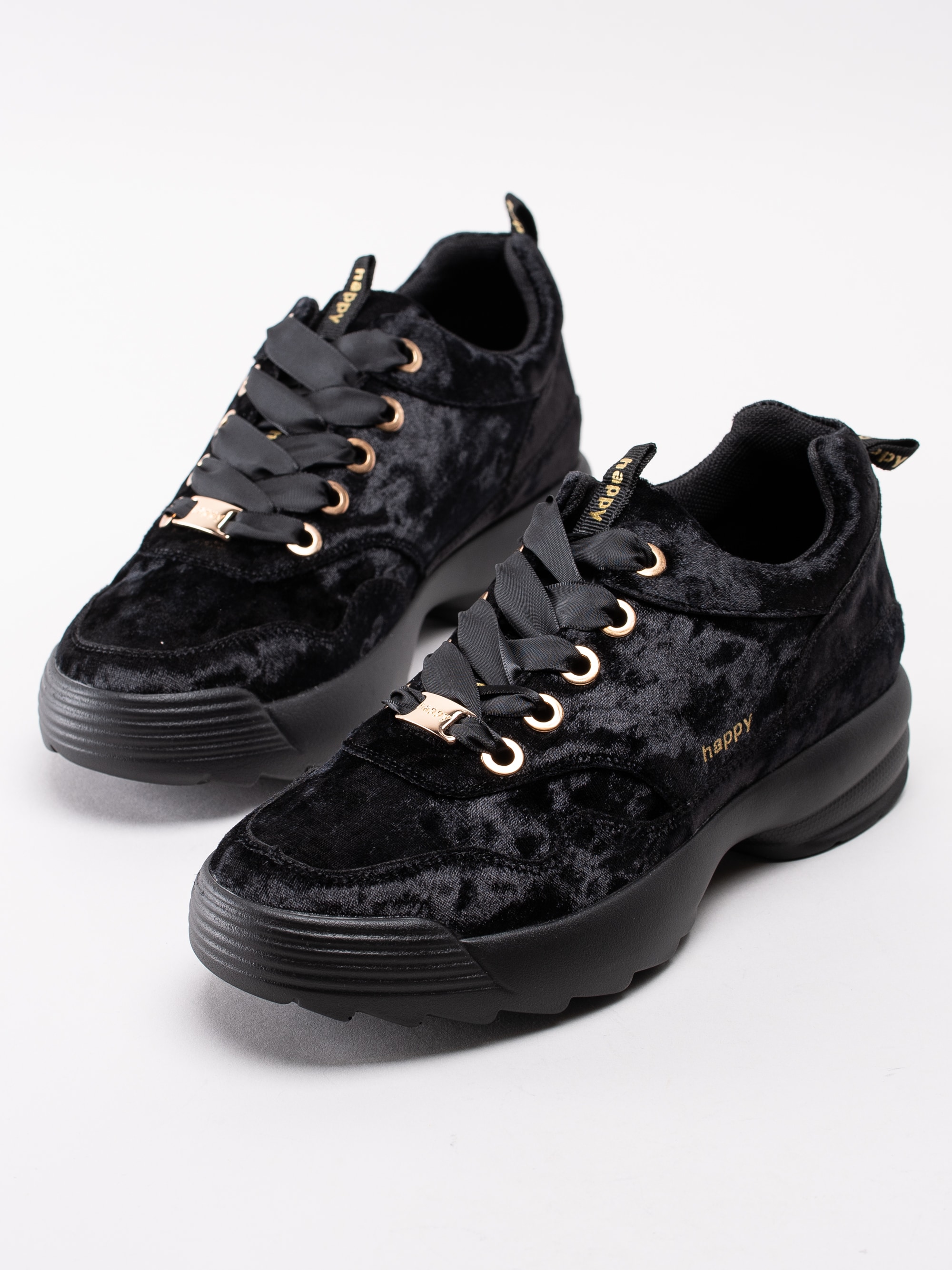 57193012 Happy Shoes World Stylish HY110593W-BLACK svarta sammets sneakers-6