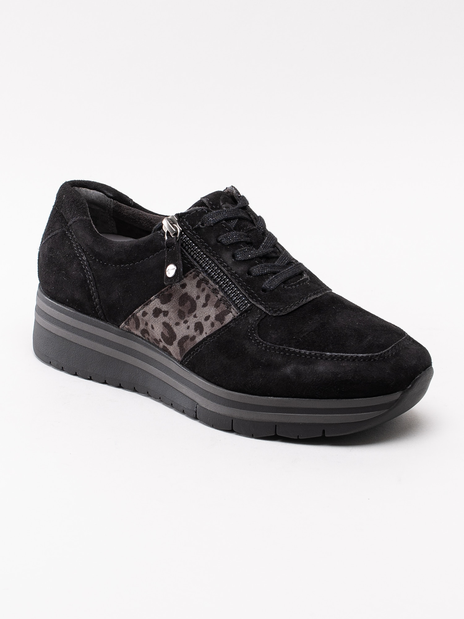 57193023 Tamaris 1-23749-33-092 svarta platå sneakers med leopard detalj-1