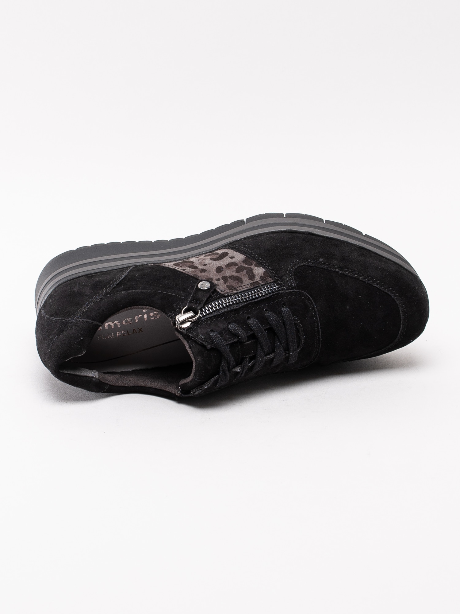 57193023 Tamaris 1-23749-33-092 svarta platå sneakers med leopard detalj-4