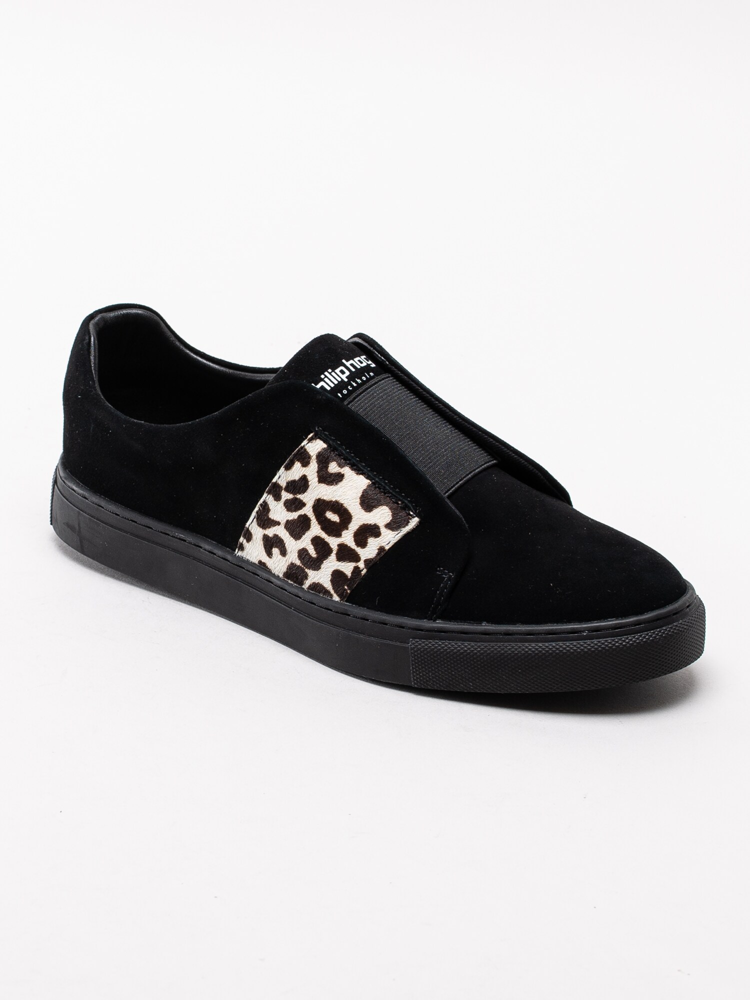 57193028 Philip Hog Elastic Black Leoprint svarta sneakers med leopard detalj-1