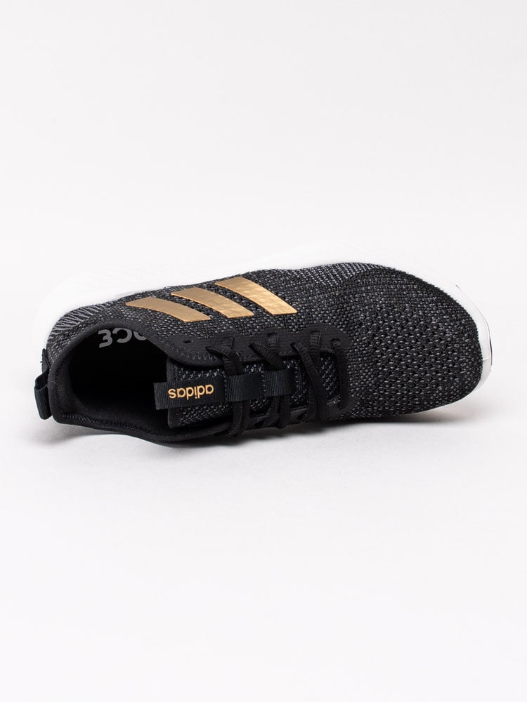 57201009 Adidas Fluidflow EG3675 Svarta sportiga sneakers med guldfärgade 3-stripes-4