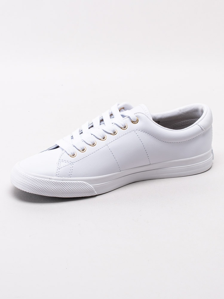 57201056 Fred Perry Underspin Leather B8288-100 Vita sneakers med guldbroderad logotyp-2