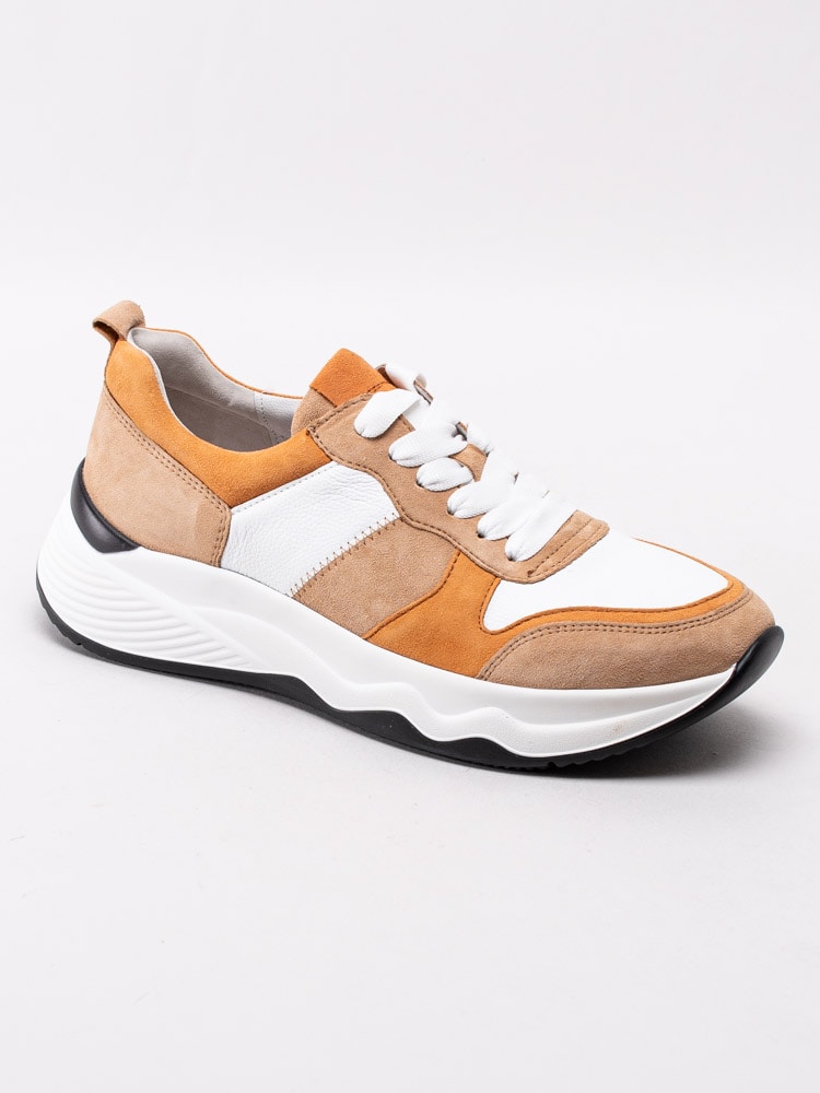 57201060 Gabor 43.490-52 Vita sportiga sneakers med orange och bruna partier-1
