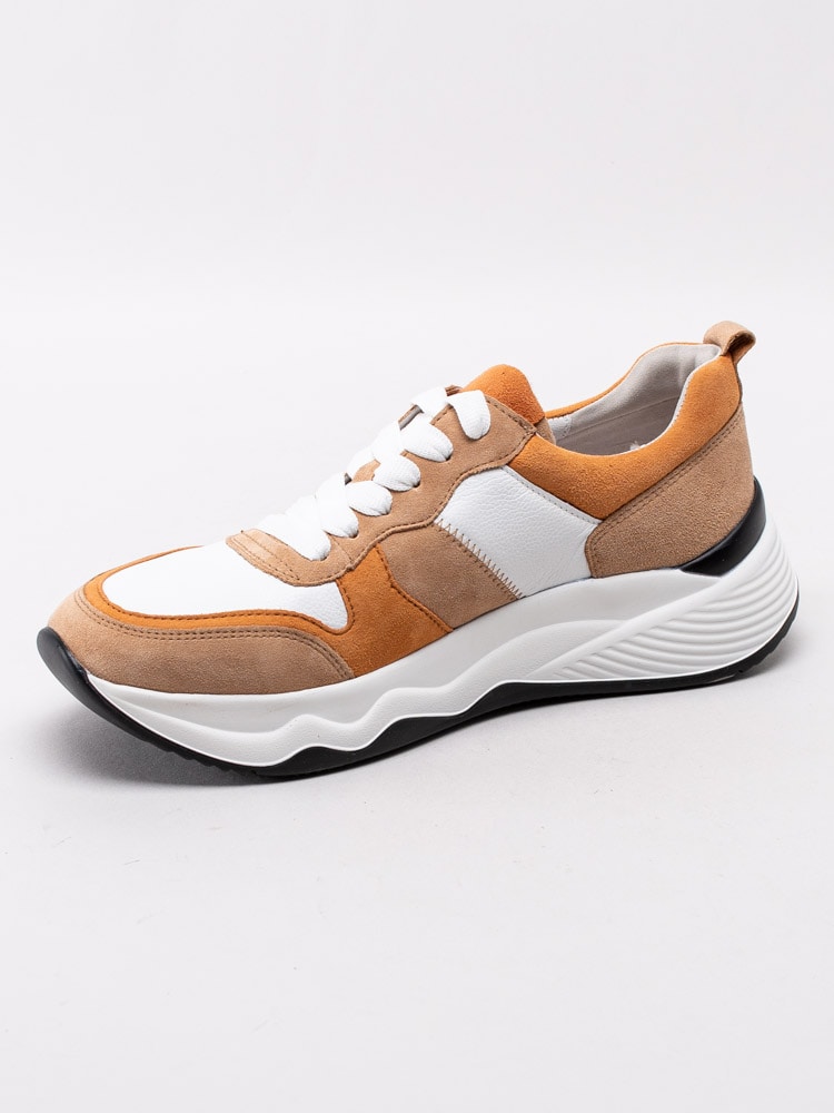57201060 Gabor 43.490-52 Vita sportiga sneakers med orange och bruna partier-2