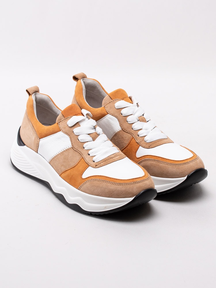 57201060 Gabor 43.490-52 Vita sportiga sneakers med orange och bruna partier-3