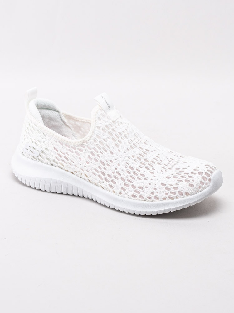 57201095 Skechers Ultra Flex Fast Breeze 13119-WHT Vita slip on sportskor i spets-1