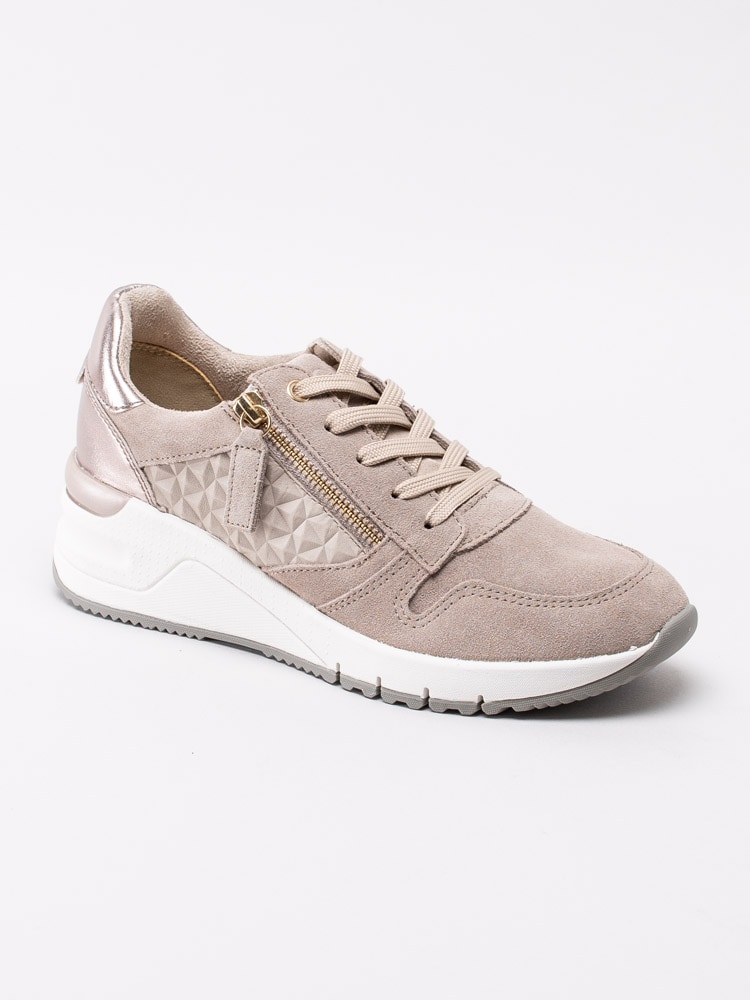 57201121 Tamaris 1-23702-24-426 Beige sneakers med dragkedja och snörning-1