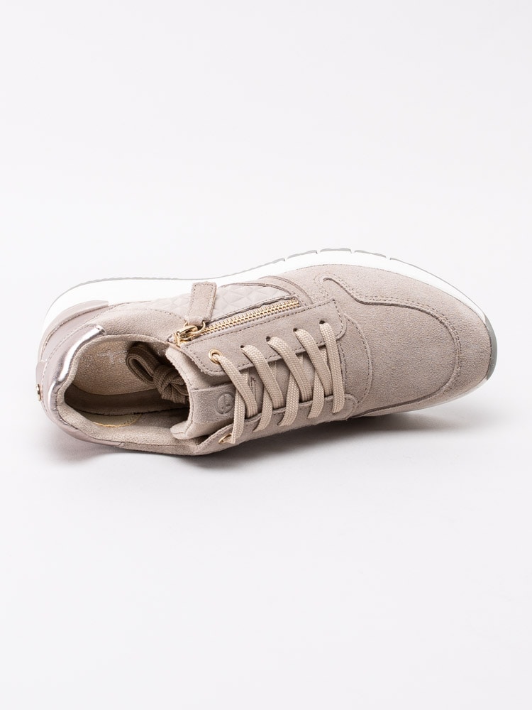 57201121 Tamaris 1-23702-24-426 Beige sneakers med dragkedja och snörning-4