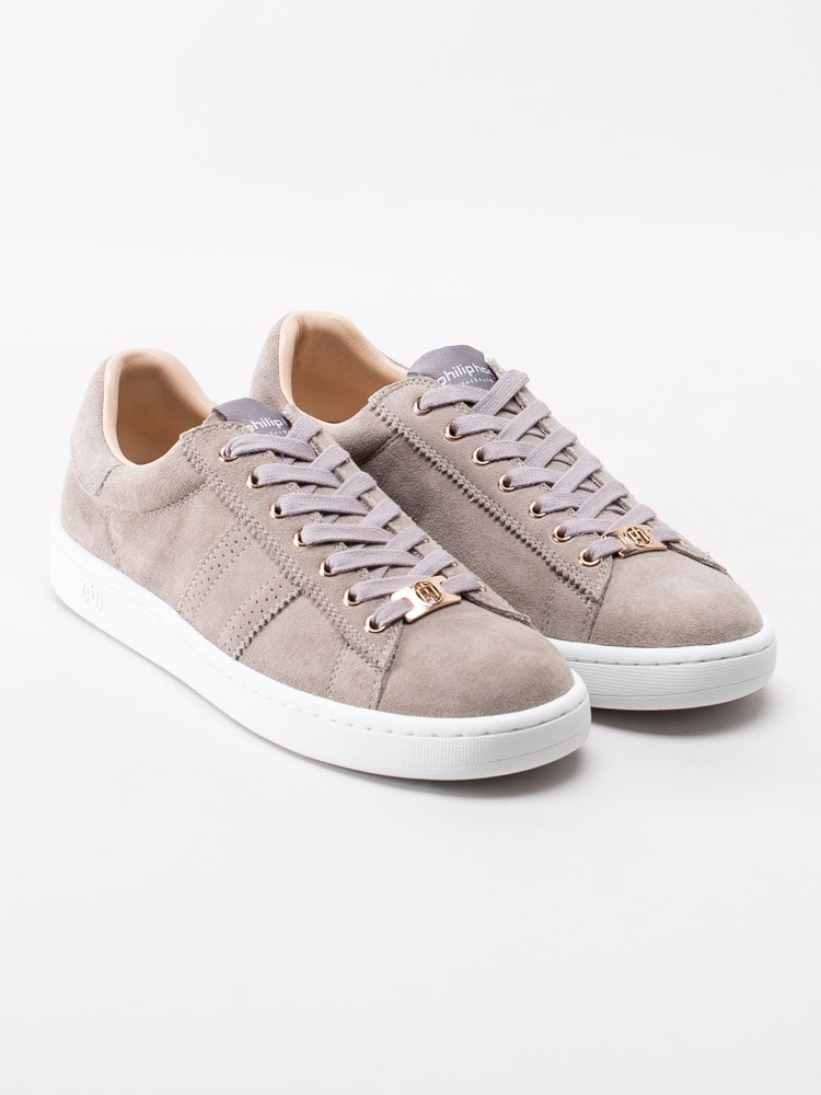 57201141 Philip Hog Serena Cloud Beige sneakers i mocka med smyckeslogga-3