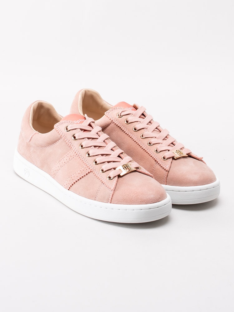 57201142 Philip Hog Serena Rose Water Rosa sneakers i mocka med smyckeslogga-3