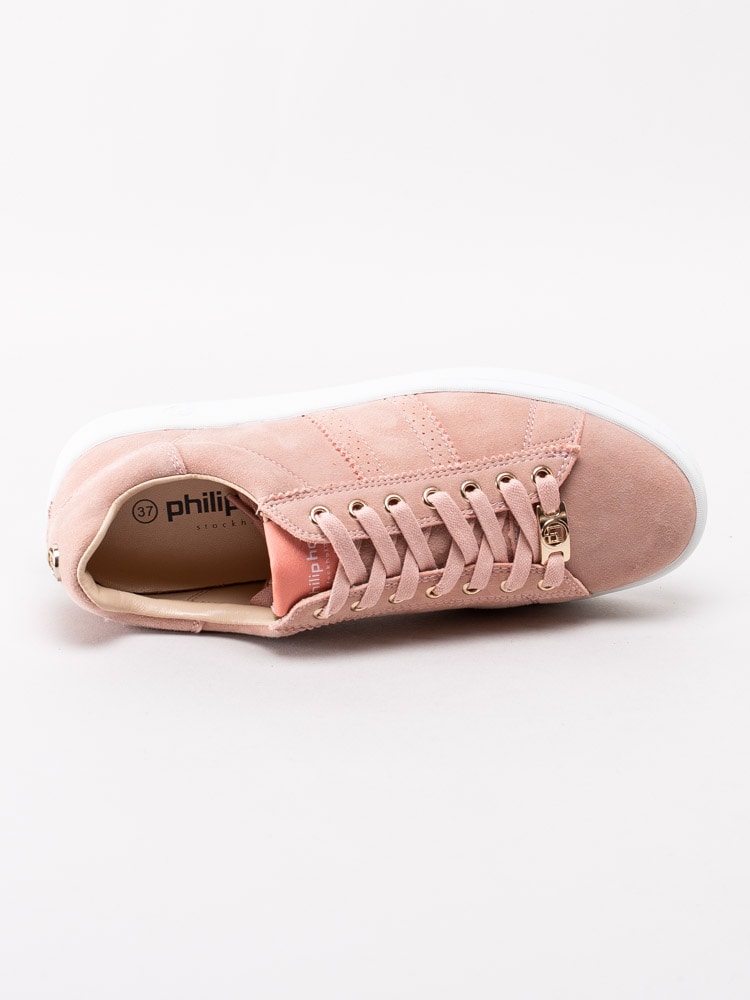 57201142 Philip Hog Serena Rose Water Rosa sneakers i mocka med smyckeslogga-4