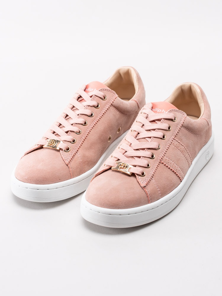 57201142 Philip Hog Serena Rose Water Rosa sneakers i mocka med smyckeslogga-6