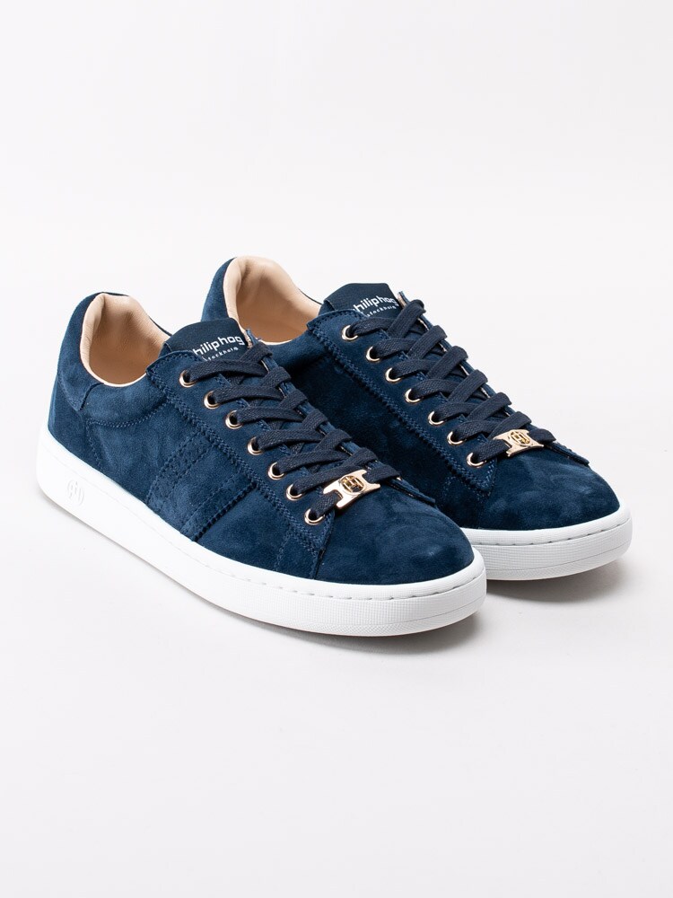 57201143 Philip Hog Serena Midnight Blue Mörkblå sneakers i mocka med smyckeslogga-3