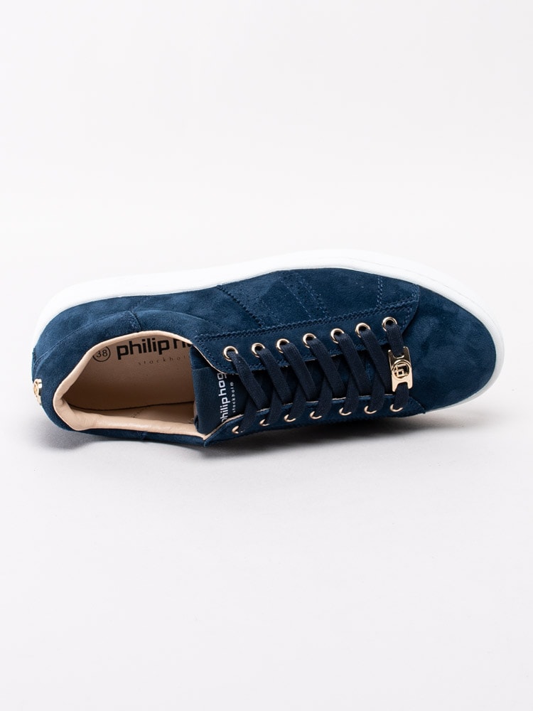 57201143 Philip Hog Serena Midnight Blue Mörkblå sneakers i mocka med smyckeslogga-4