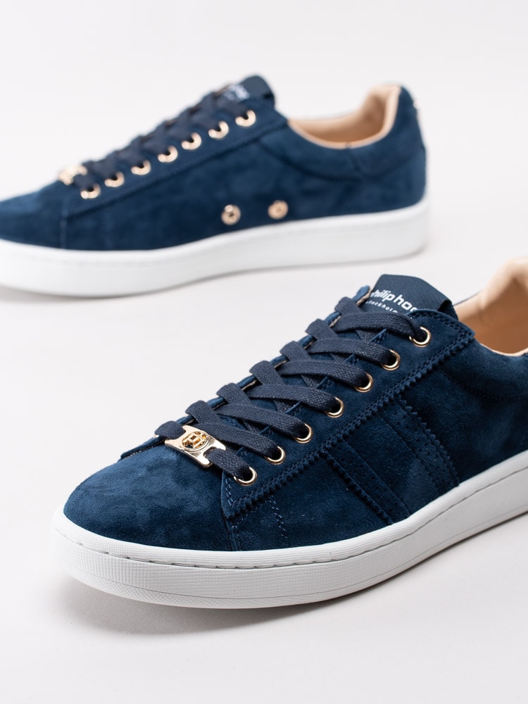 57201143 Philip Hog Serena Midnight Blue Mörkblå sneakers i mocka med smyckeslogga-6