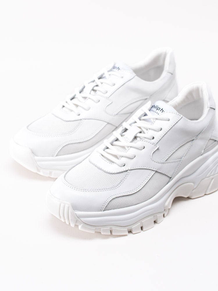 57201145 Philip Hog Bianca White Vita chunky sneakers i skinn med mesh-6