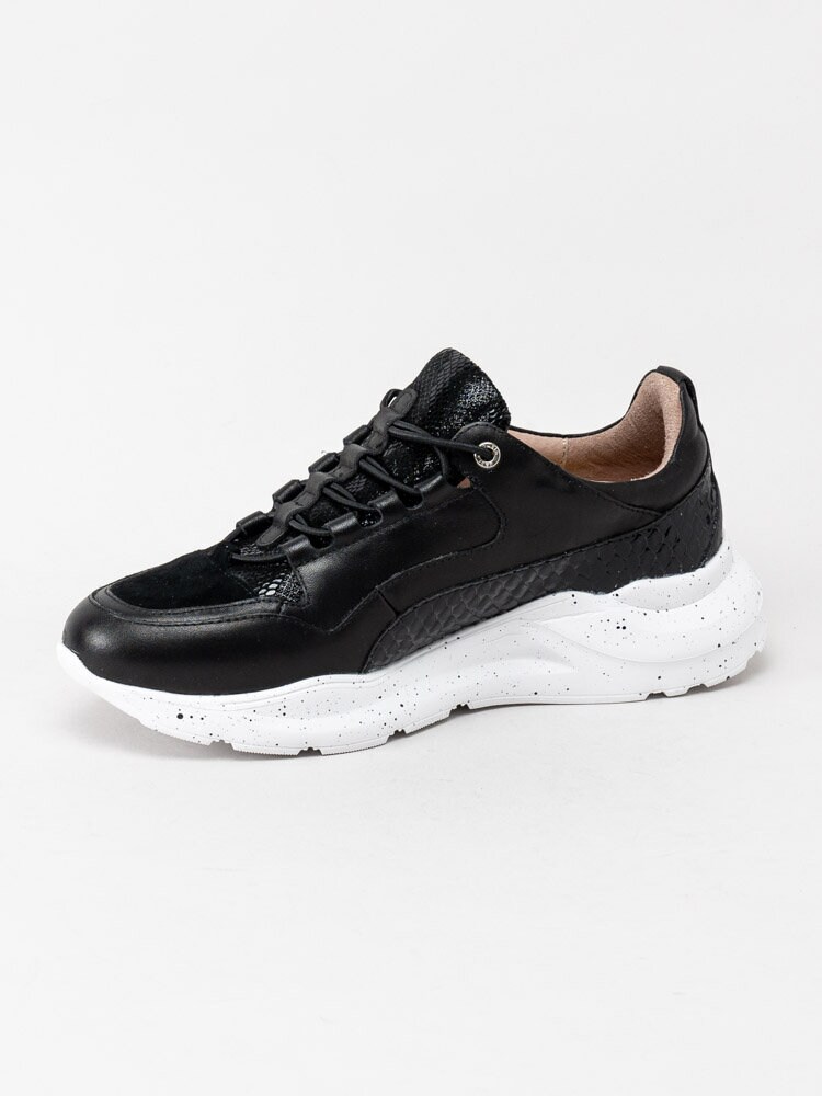 Dasia - June - Svarta chunky sneakers i skinn