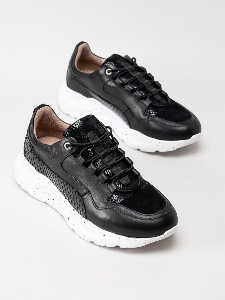 Dasia - June - Svarta chunky sneakers i skinn