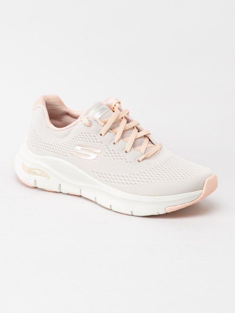 Skechers - Arch Fit - Beige sportskor med rosa detaljer