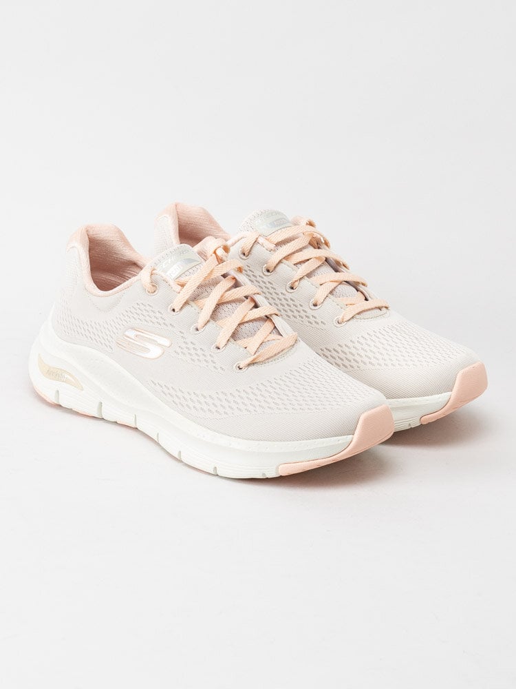 Skechers - Arch Fit - Beige sportskor med rosa detaljer