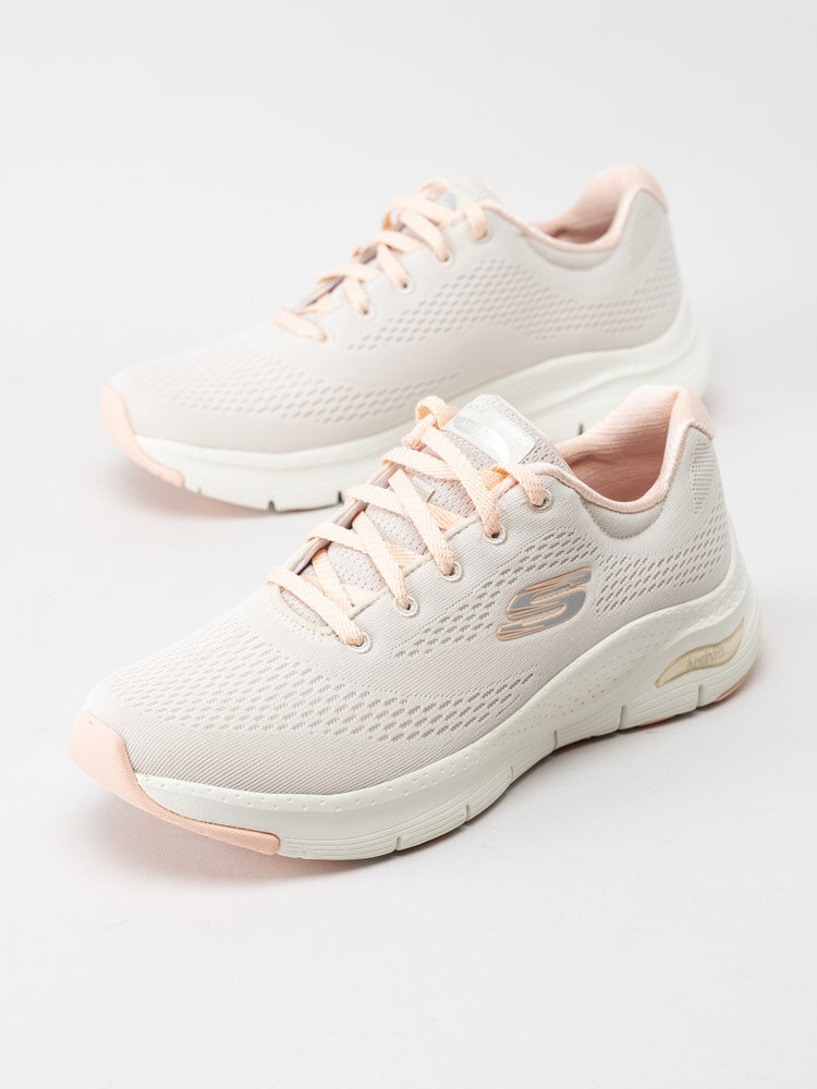 Skechers - Arch Fit - Beige sportskor med rosa detaljer