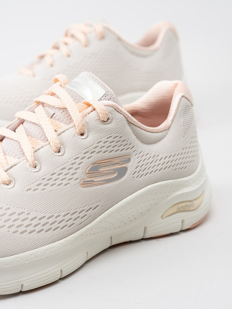 Skechers - Arch Fit - Beige sportskor med rosa detaljer