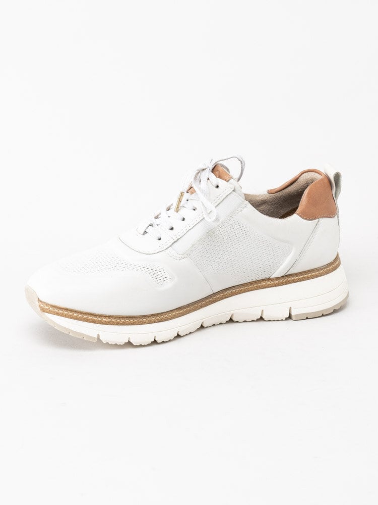 Tamaris - Pure Relax - Vita sneakers med bruna detaljer