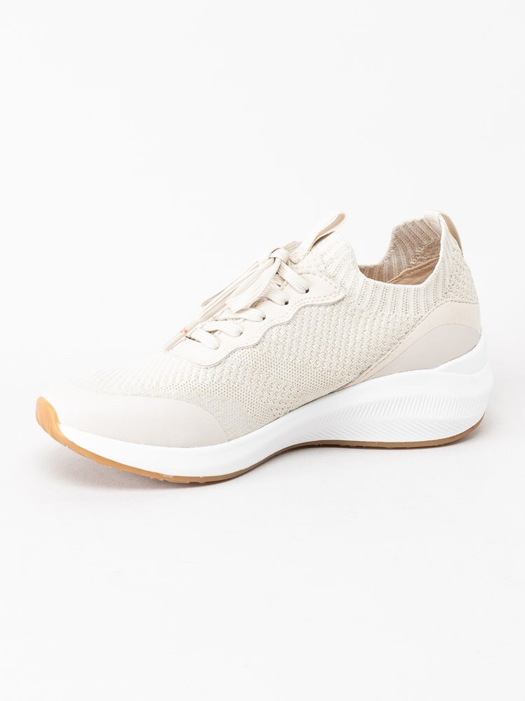 Tamaris - Fashletics - Beige sportskor i stickad textil