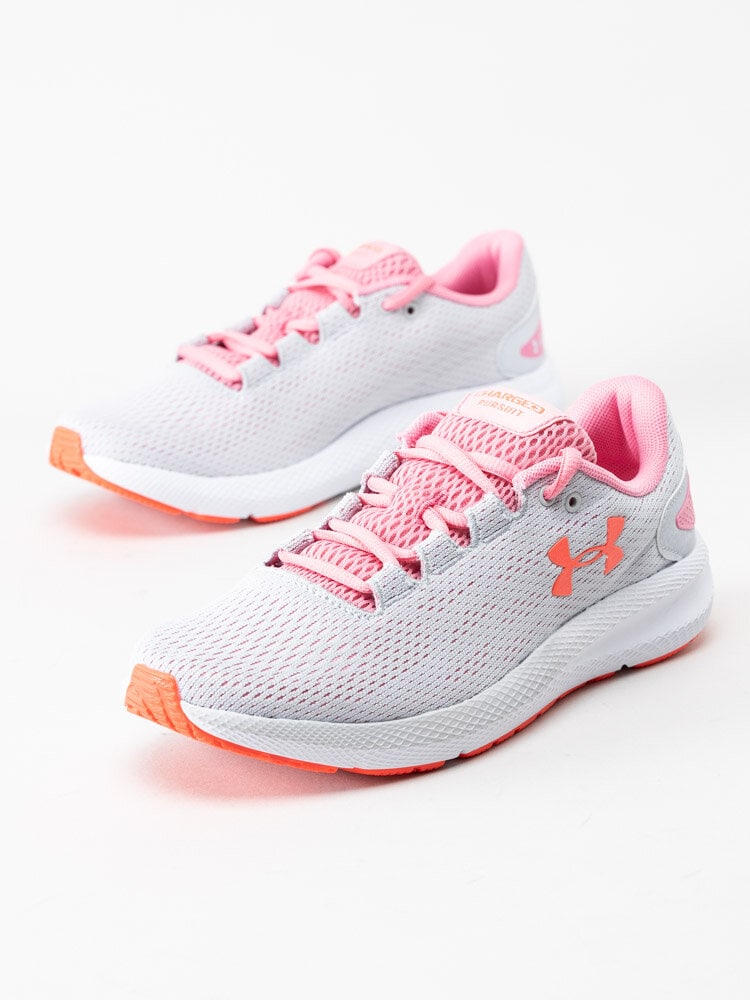 Under Armour - W Charged Pursuit 2 - Grå sportskor med rosa detaljer
