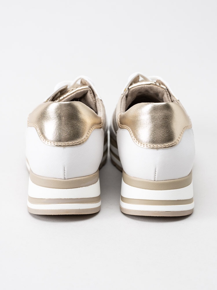 Marco Tozzi - Vita sneakers med platå och gulddetaljer