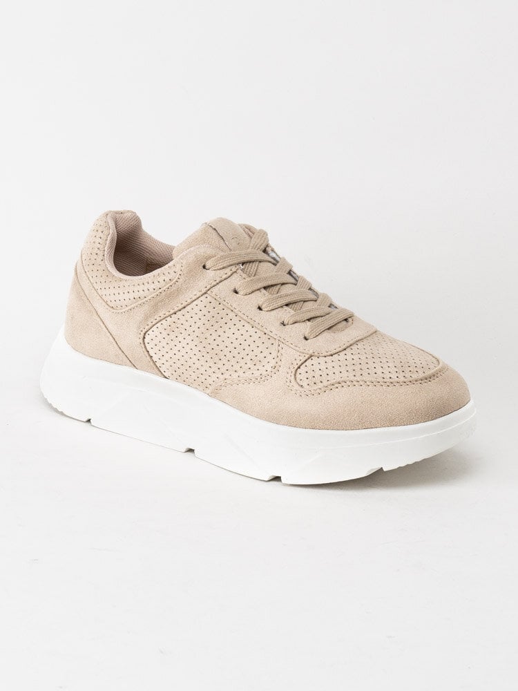 Duffy - Beige platåsneakers i textil