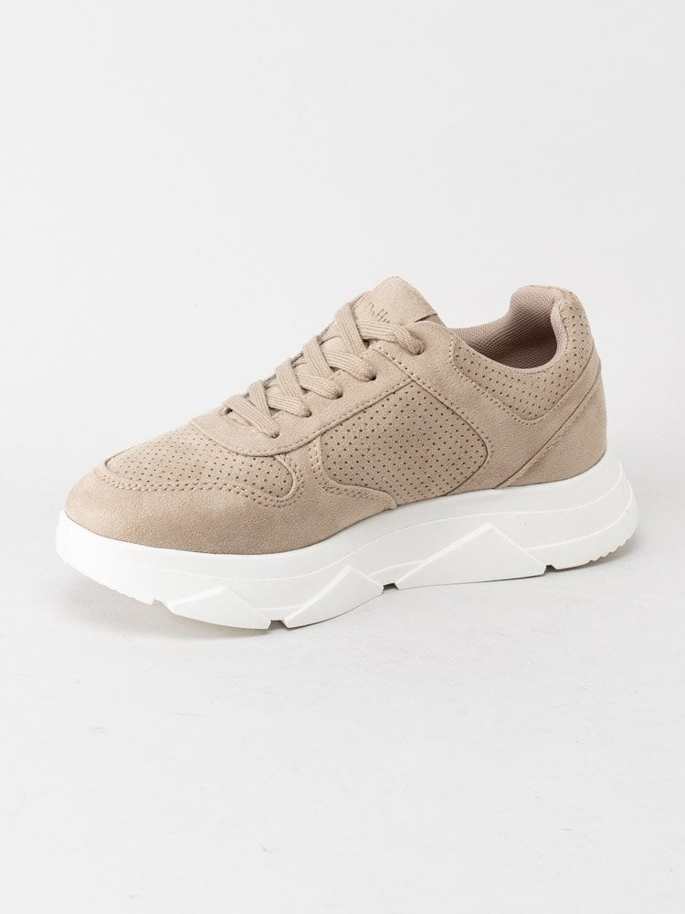 Duffy - Beige platåsneakers i textil