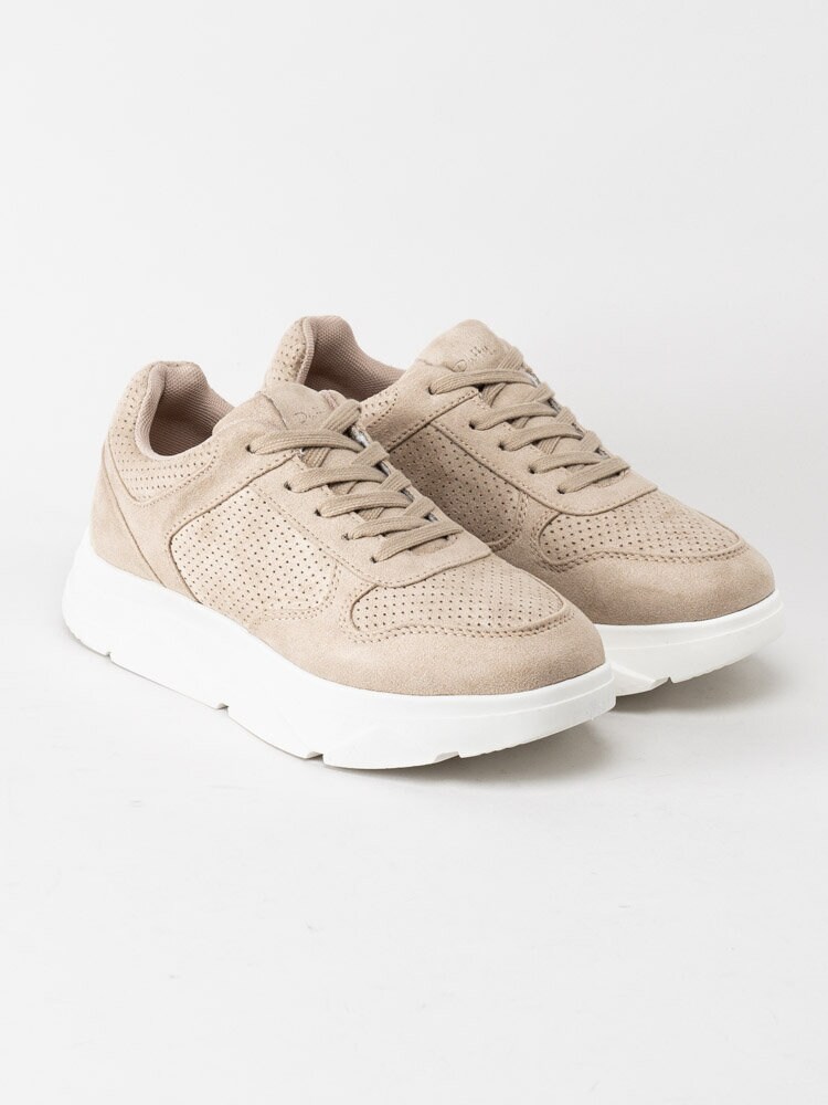 Duffy - Beige platåsneakers i textil