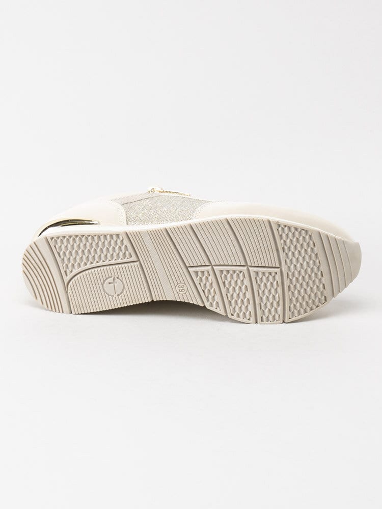 Tamaris - Beige sportskor med guldiga detaljer