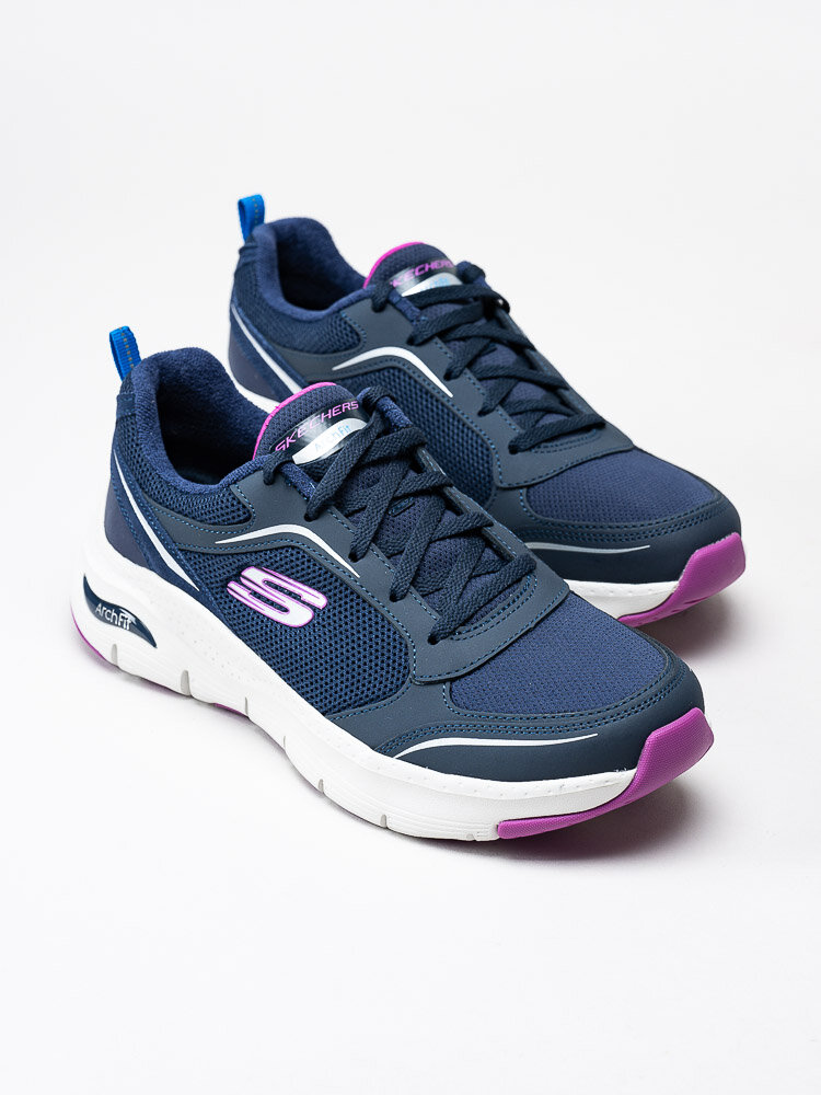 Skechers - Arch Fit - Mörkblå sportskor med rosa och vita detaljer