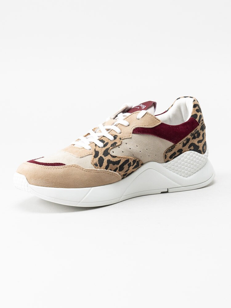 Philip Hog - Tova - Beige sneakers i mocka med leoprint