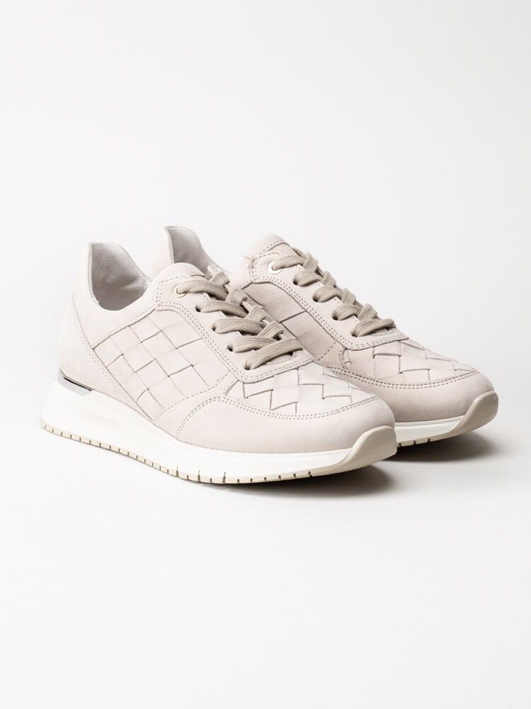 Gabor - Beige sneakers i flätad nubuck
