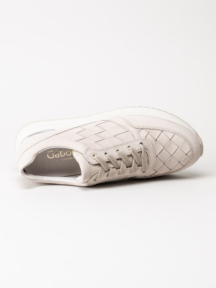Gabor - Beige sneakers i flätad nubuck